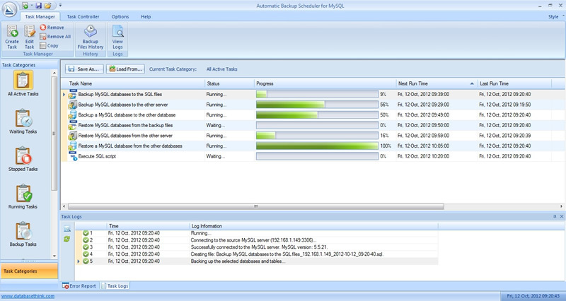 Automatic Backup Scheduler for MySQL Screenshot